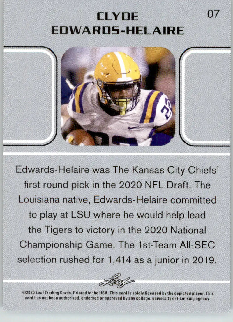 Clyde Edwards-Helaire - 2020 Leaf - #07 - Football - Football Card Single