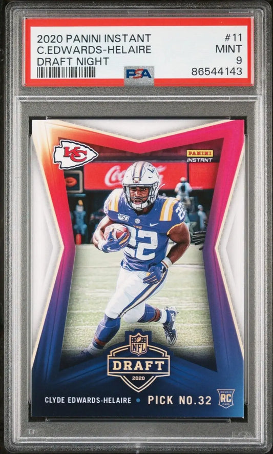 Clyde Edwards-Helaire 2020 Panini Draft Rookie Card 1 of 1065 PSA 9 Mint - Football Card Single