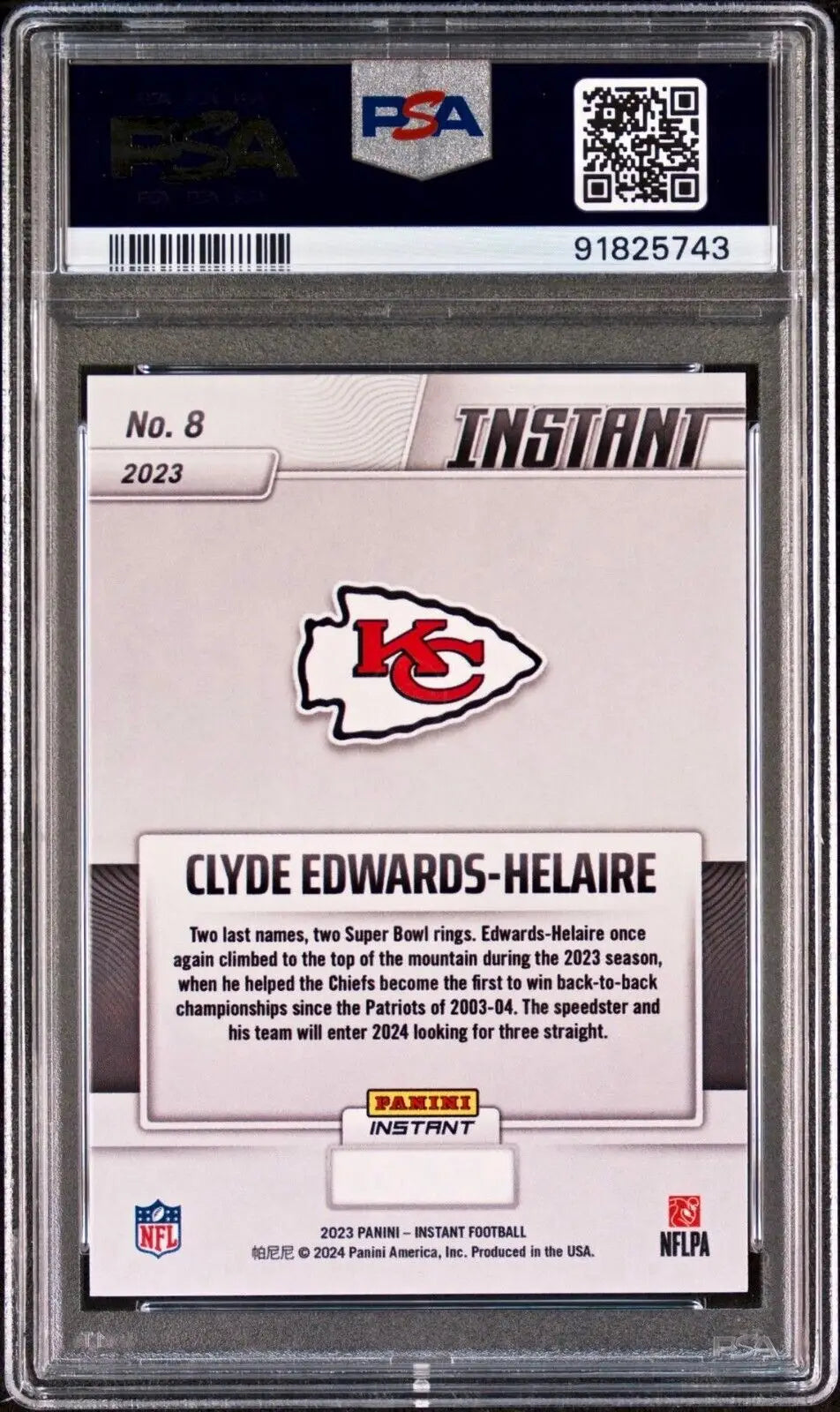 Clyde Edwards-Helaire 2023 Panini NFL Superbowl Champions #8 Card PSA 9 Mint