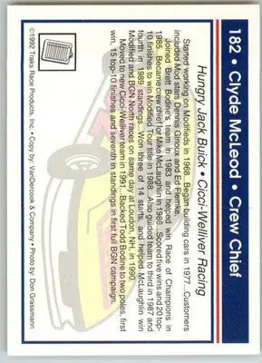 Clyde McLeod - 1992 Traks - #182 - Racing - Racing Card Single