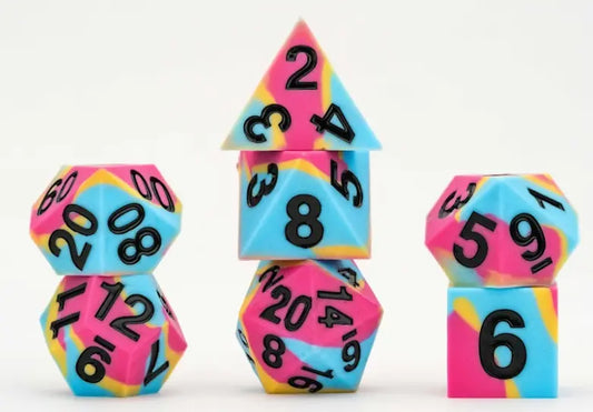 Fanroll Gaymers Pride - Sharp Edge Silicone Rubber Dice Set: Pansexual Pride Flag