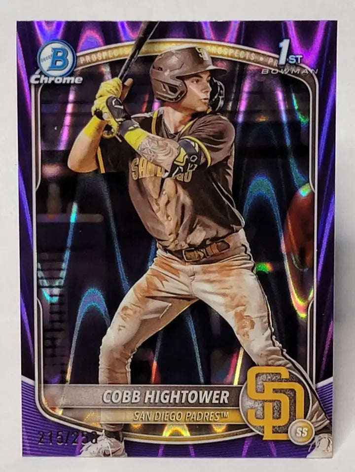 Cobb Hightower 2025 Bowman Chrome Purple Raywave Refractor baseball card #BCP-104