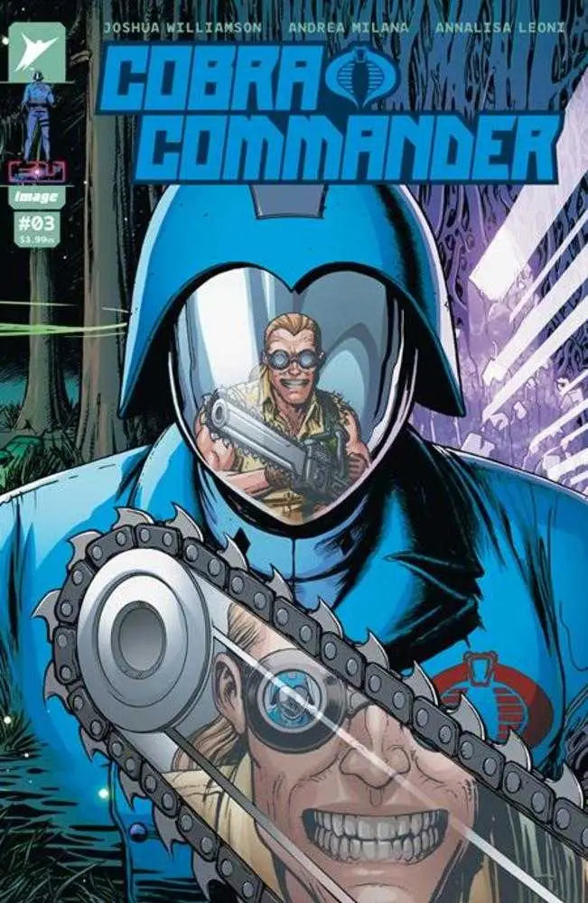 Cobra Commander #3 variant cover with character in blue helmet holding weapon