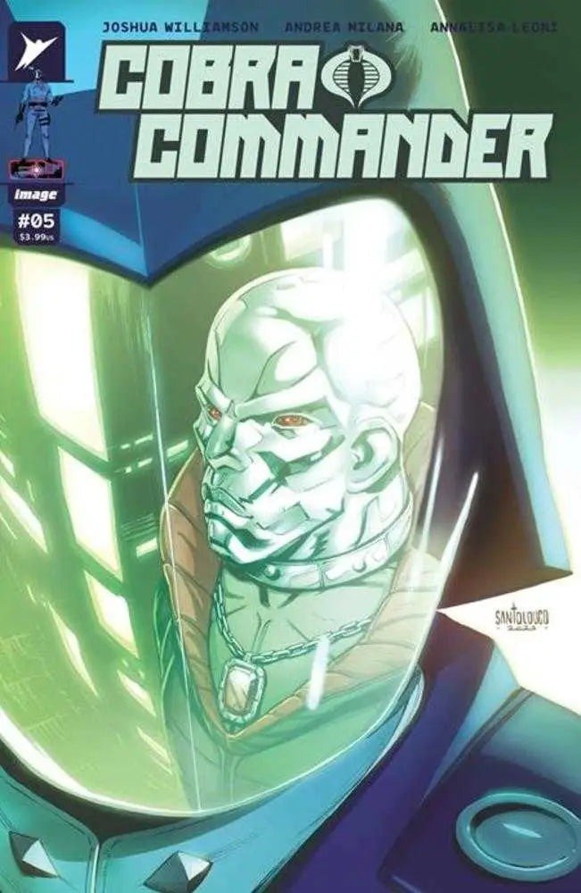 Cobra Commander #45 comic book cover featuring a helmeted figure in green light