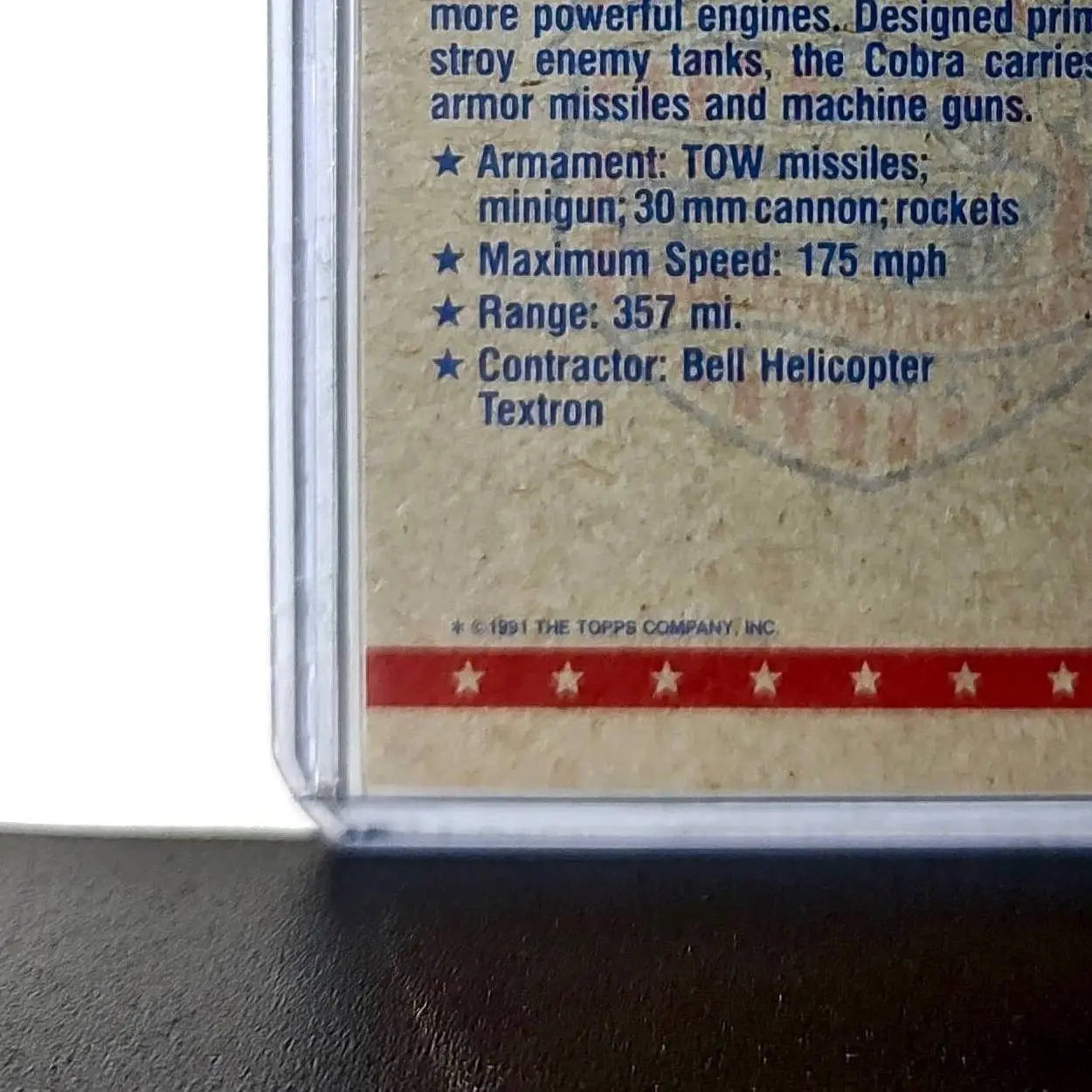 Cobra Helicopter 1991 Topps Desert Storm #16 Card - Other