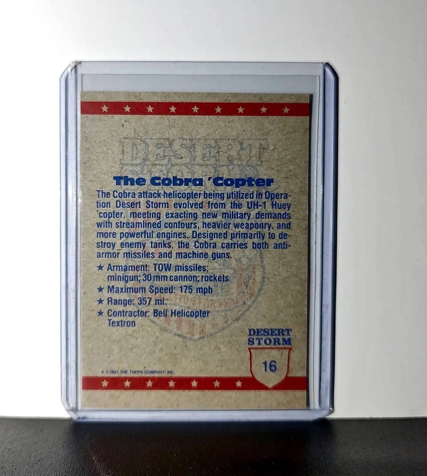 Cobra Helicopter 1991 Topps Desert Storm #16 Card - Other