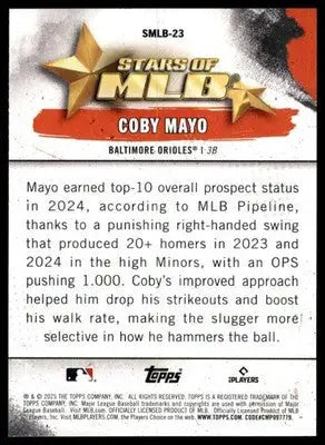 Coby Mayo 2025 Topps Stars of MLB #SMLB-23 Baltimore Orioles - Baseball Card Single