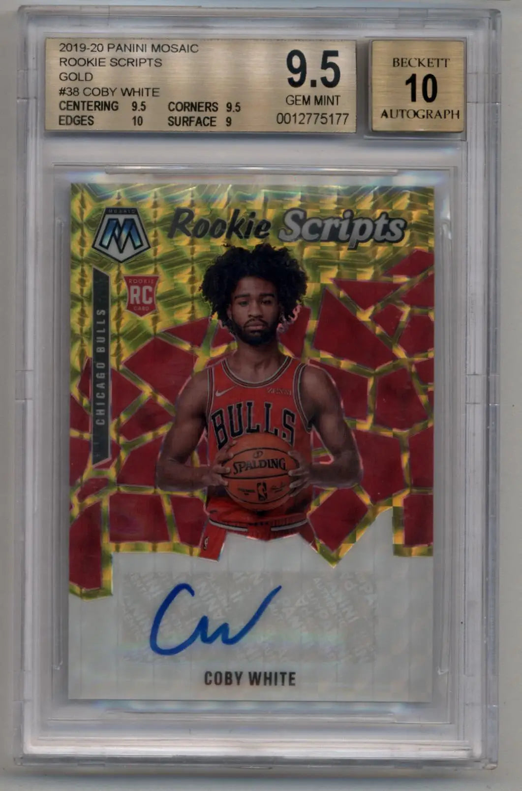 Coby White 2019-20 Mosaic Gold Auto #38 16/25 BGS 9.5 Gem Mint - Basketball Card Single