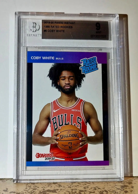 Coby White 2019-20 Panini NBA #6 1989 Rated Rookies Card 1/3431 BGS 9 Mint Bulls - Basketball Card Single