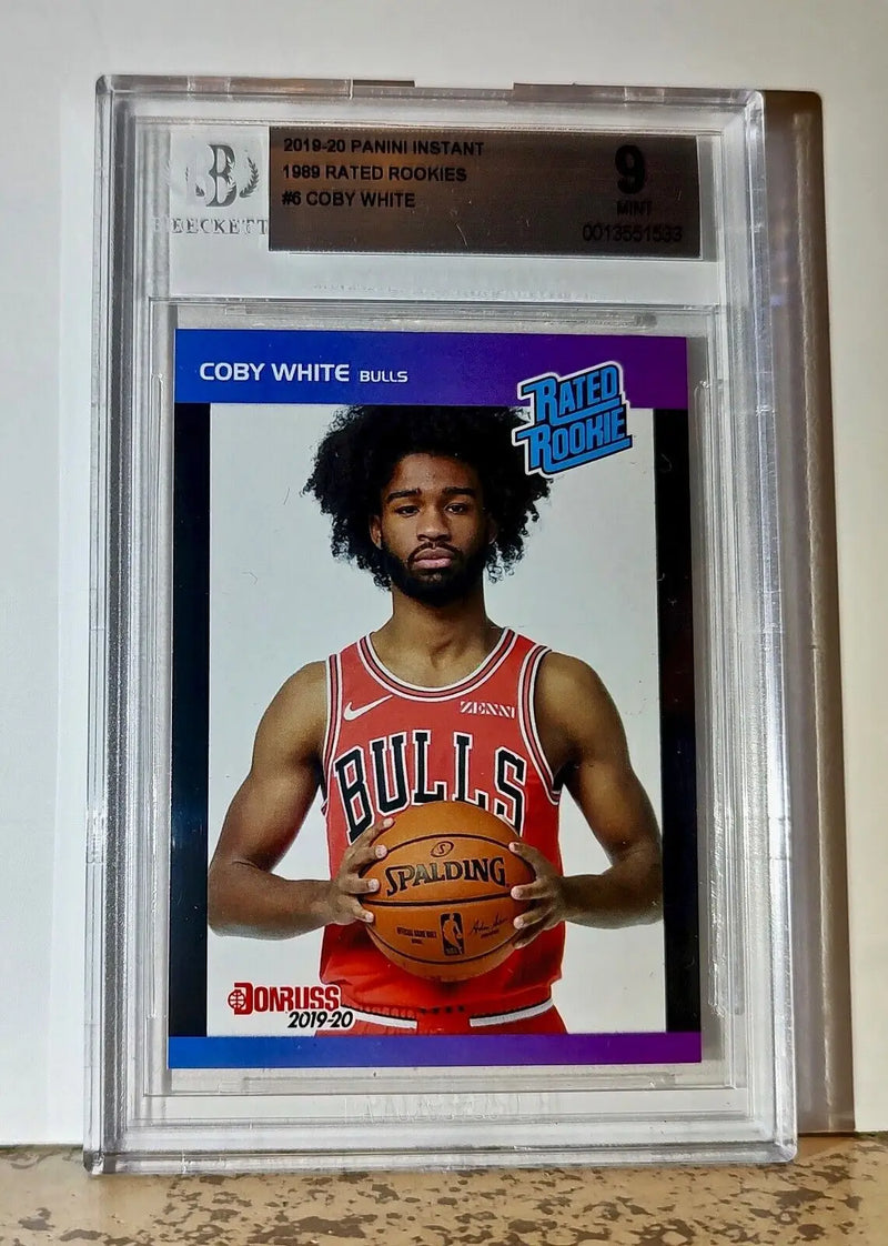 Coby White 2019-20 Panini NBA #6 1989 Rated Rookies Card 1/3431 BGS 9 Mint Bulls