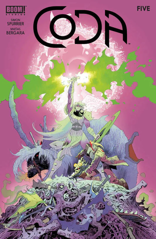 Coda #5 Cover A Bergara shows a warrior atop defeated foes, perfect for trading cards