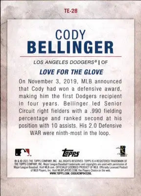 Cody Bellinger 2021 Topps Cody Bellinger Highlights #TE-28 Los Angeles Dodgers - Baseball Card Single