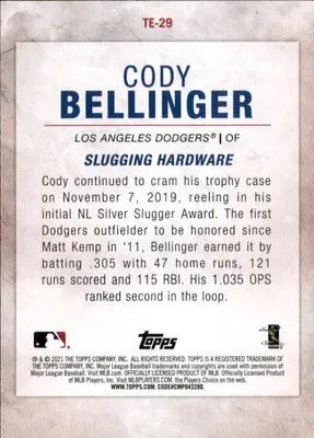 Cody Bellinger 2021 Topps Cody Bellinger Highlights #TE-29 Los Angeles Dodgers - Baseball Card Single