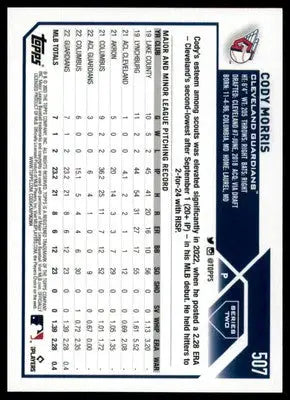 Cody Morris Rookie 2023 Topps #507 Cleveland Guardians - Baseball Card Single