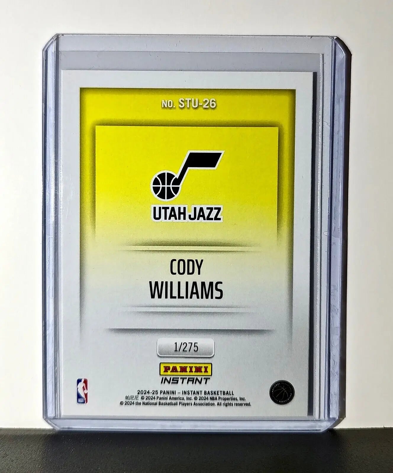 Cody Williams 2024-25 Panini NBA Studio #26 Rookie Card Utah Jazz 1/275
