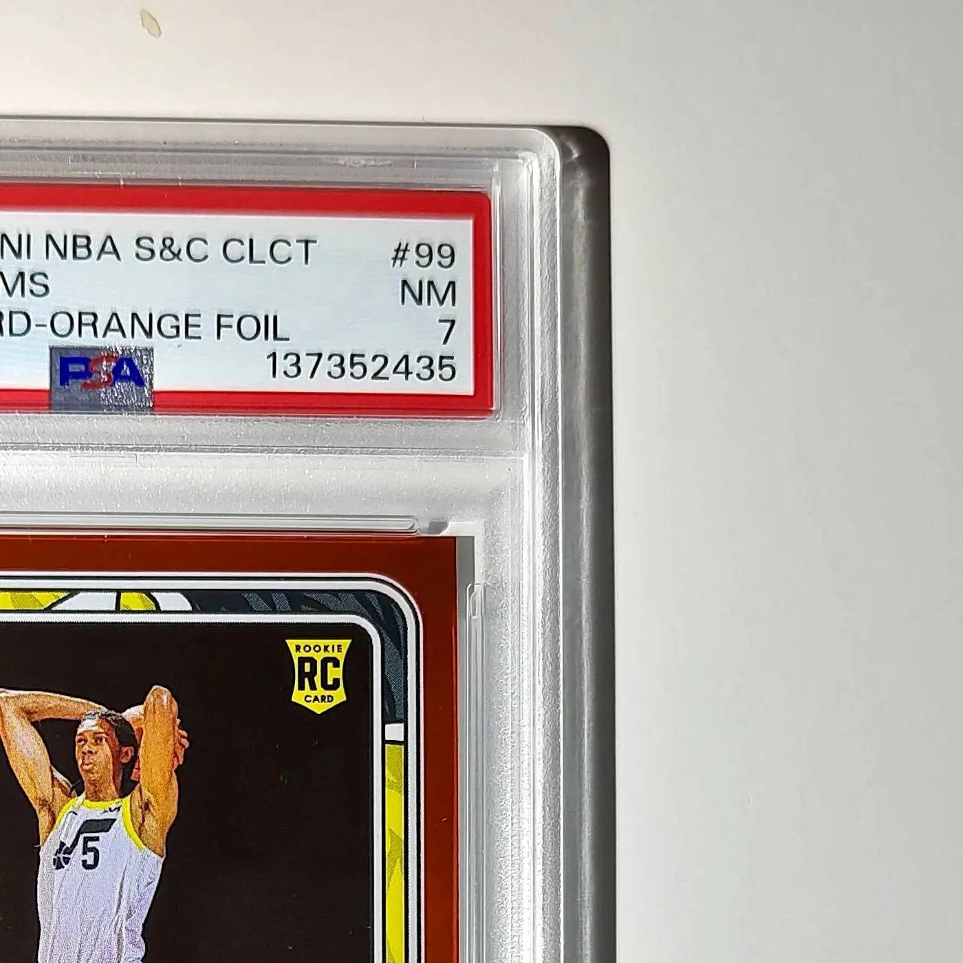 Cody Williams Rookie 2024-25 Panini NBA #99 Sticker 4/50 Orange Foil PSA 7 NM - Basketball Card Single