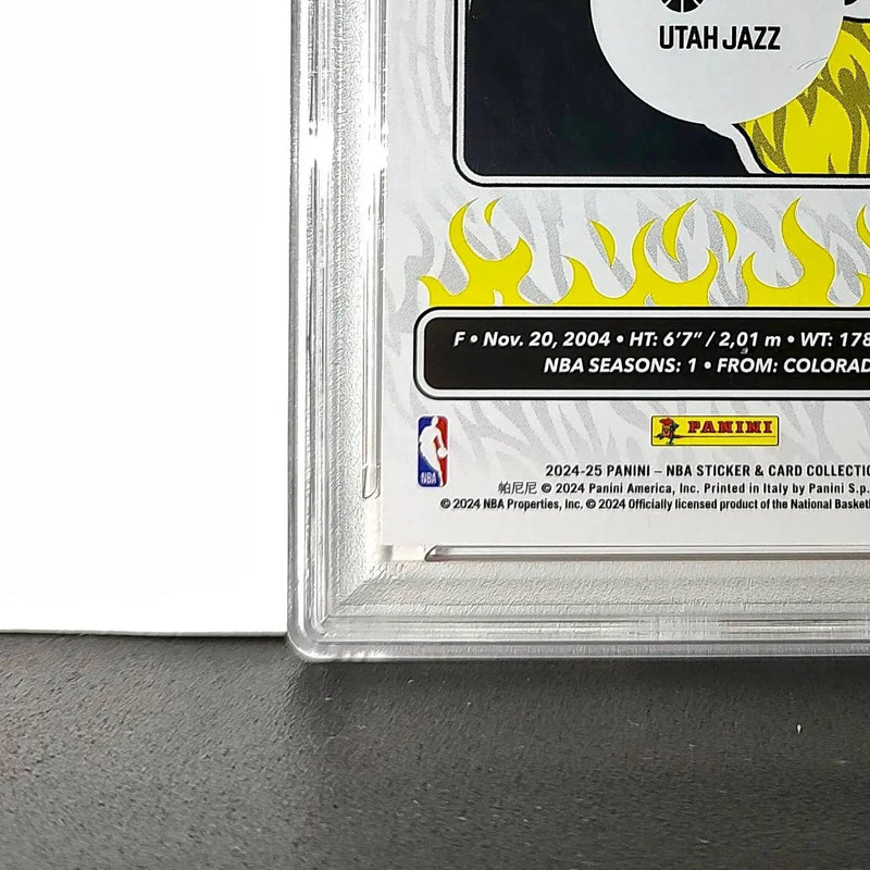 Cody Williams Rookie 2024-25 Panini NBA #99 Sticker 4/50 Orange Foil PSA 7 NM