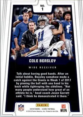 Cole Beasley - 2018 Score - #1 - All Hands Team Football - Football Card Single