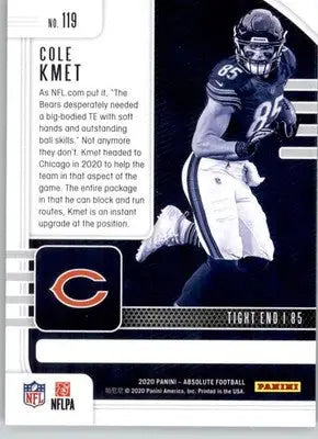 Cole Kmet - 2020 Panini Absolute - #119 - RC Retail Football - Football Card Single