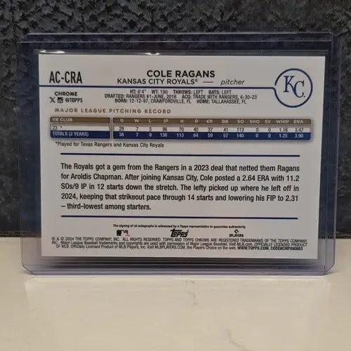 Cole Ragans 2024 Topps Chrome GREEN /99 Royals AC-CRA - Baseball Card Single