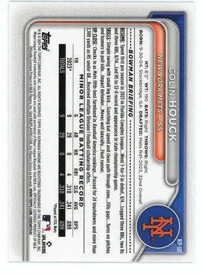 Colin Houck 2024 Bowman Chrome Prospects Lunar Glow #BCP-123 NY Mets - Baseball Card Single