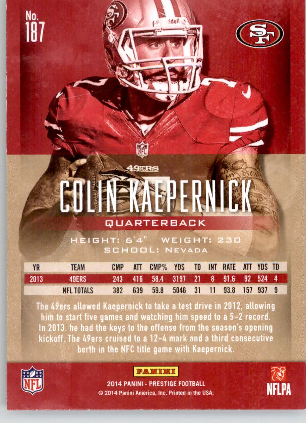 Colin Kaepernick - 2014 Panini Prestige - #187 - Football