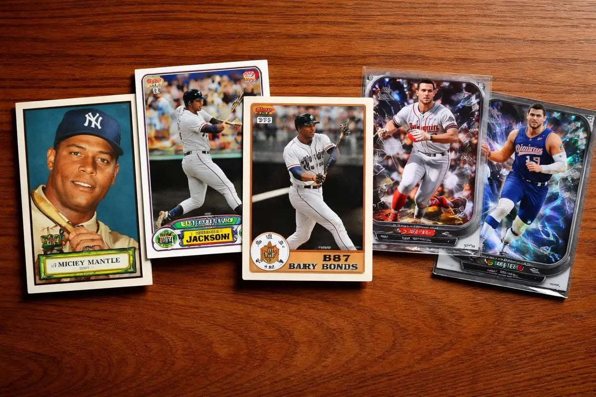 Topps cards collection: Mickey Mantle, Ken Griffey Jr., Barry Bonds
