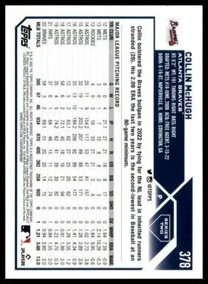 Collin McHugh 2023 Topps #378 Atlanta Braves - Baseball Card Single