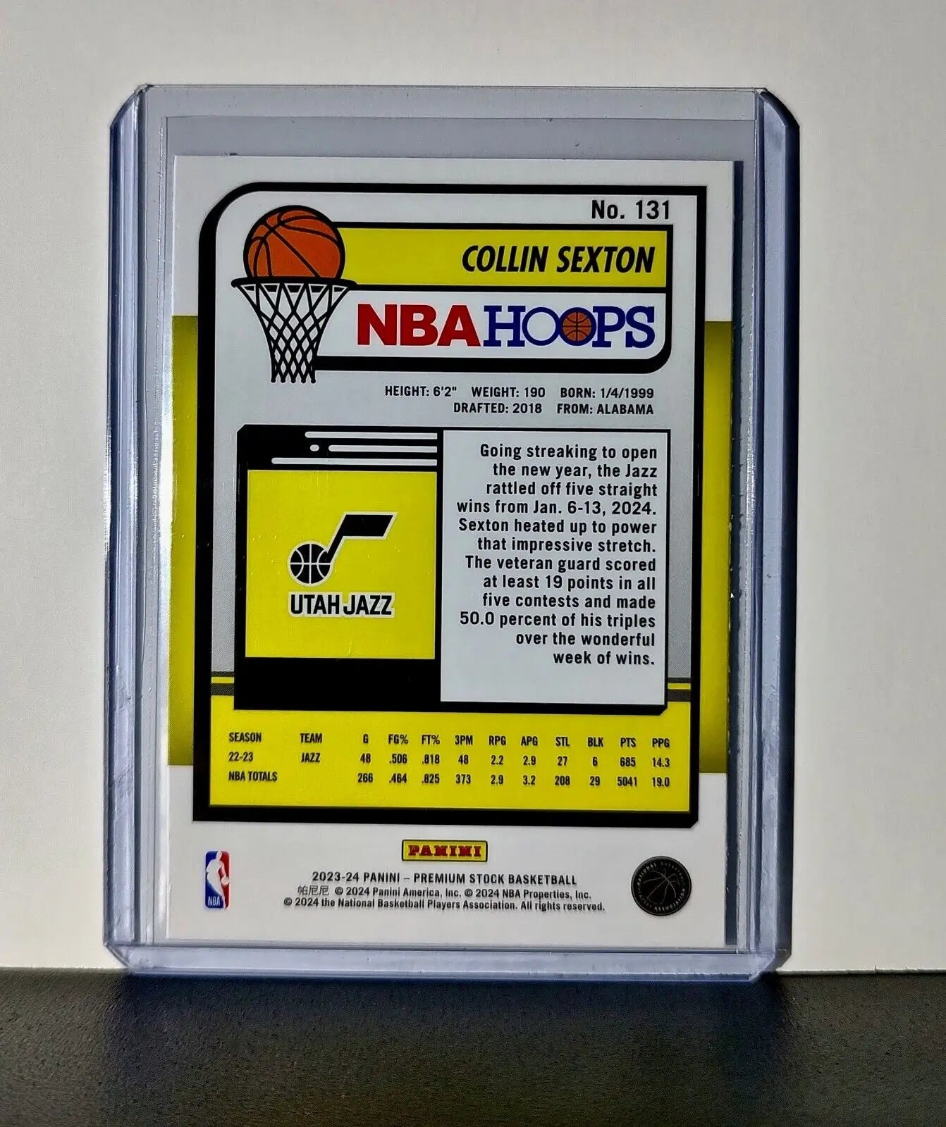 Collin Sexton 2023-24 Panini Premium Stock NBA Hoops #131 Card Utah Jazz - Basketball Card Single