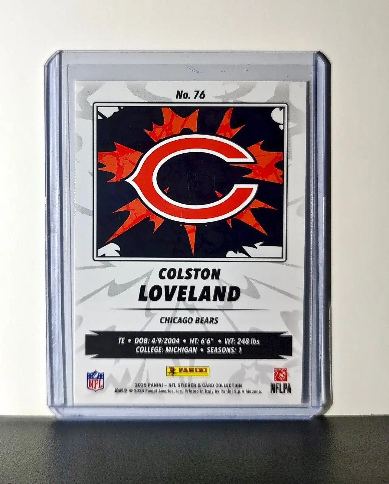 Colston Loveland Rookie 2025 Panini NFL #76 Sticker Card Chicago Bears