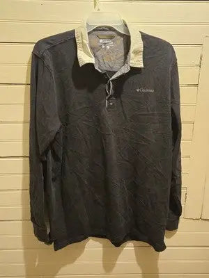 Columbia Rugby Shirt Mens XXL Navy Long Sleeve Contrast Collar Pullover Logo - Apparel