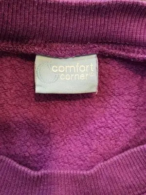 Comfort Corner Sweatshirt Womens XLA Purple Fleece Crewneck Long Sleeve Cozy - Apparel