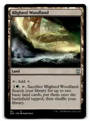 Magic The Gathering Commander Zendikar Rising Blighted Woodland card for gaming collection