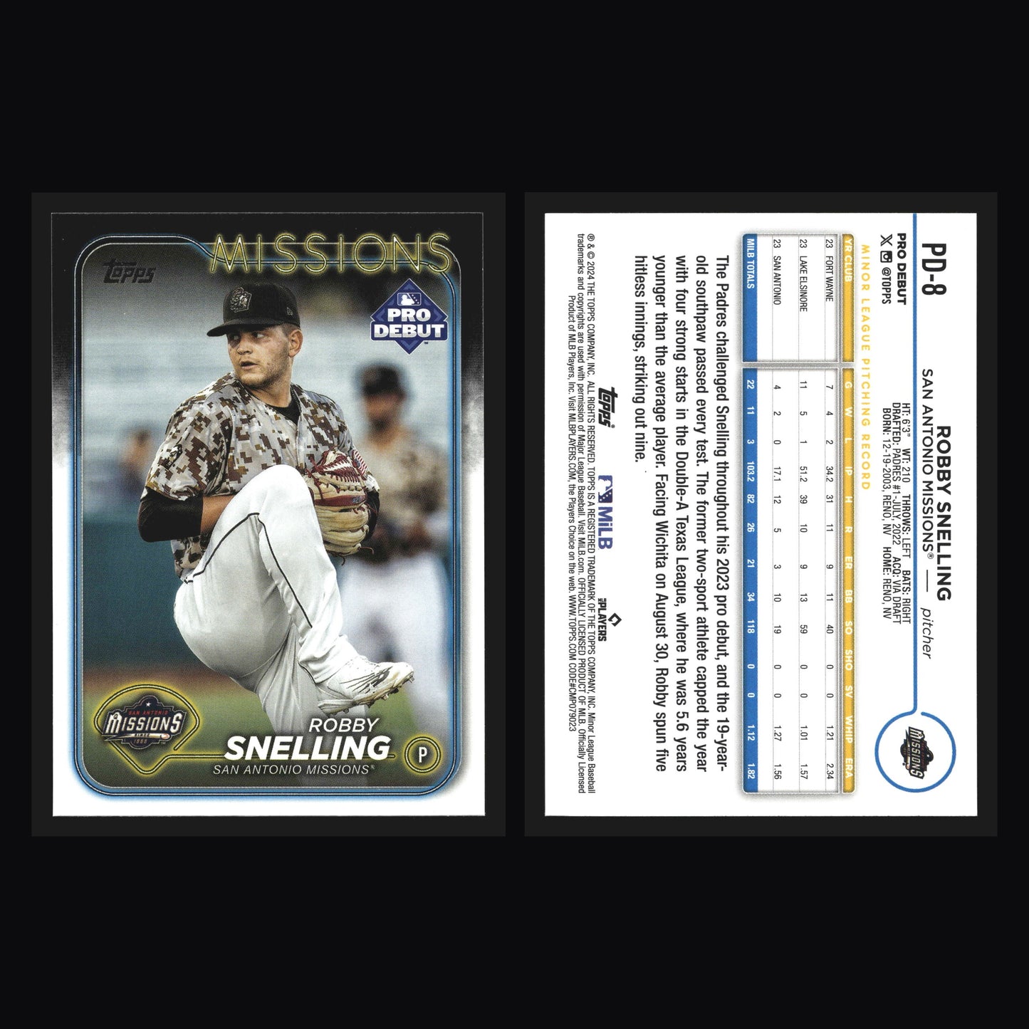 2024 Topps Pro Debut #PD-8 Robby Snelling San Antonio Missions Padres