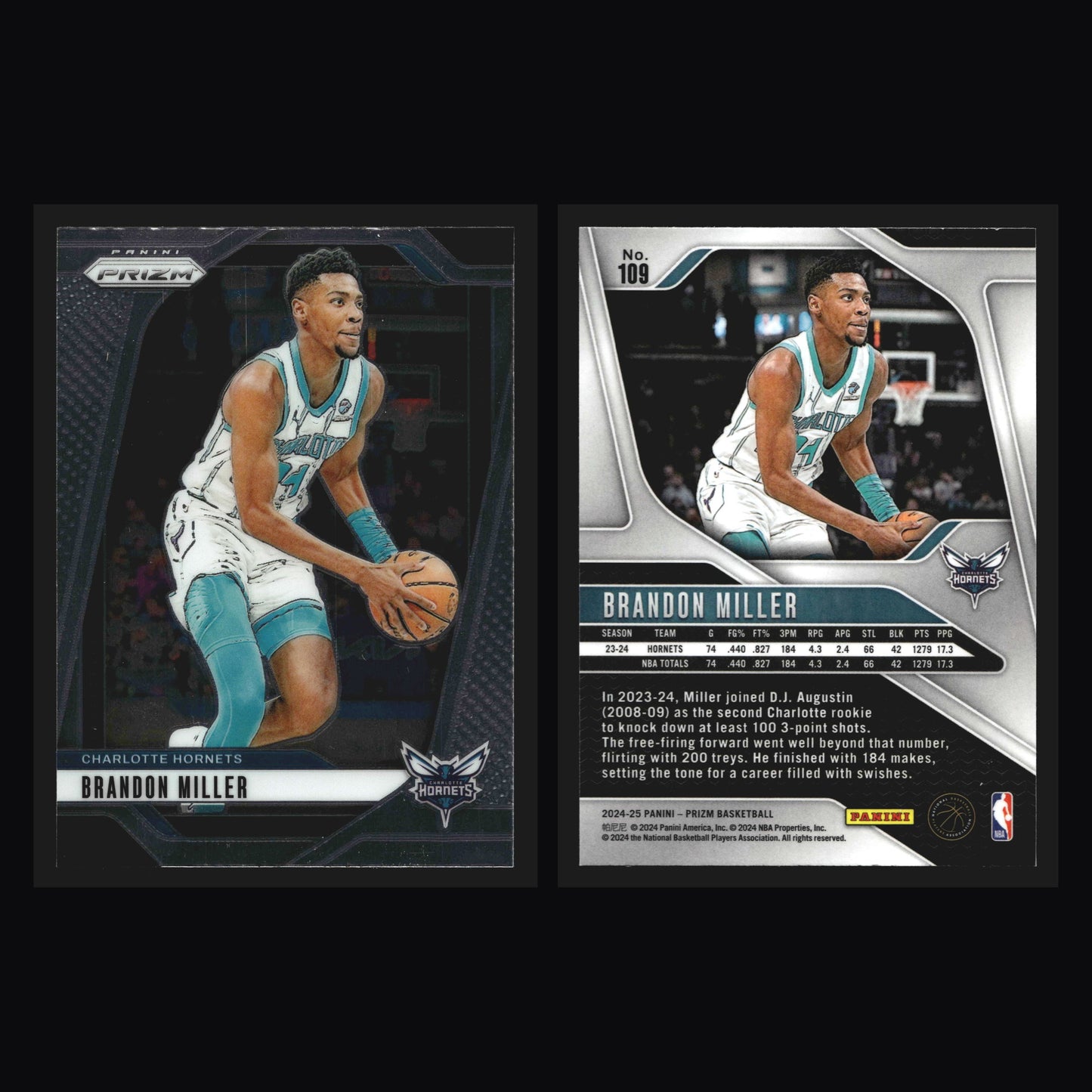 2024-25 Panini Prizm #109 Brandon Miller Charlotte Hornets
