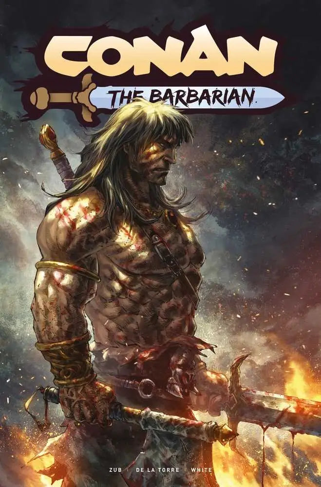 Muscular warrior with sword in battle, Conan Barbarian #2 Cover A trading cards art