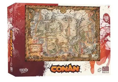Conan Hyborian Age 1500-piece jigsaw puzzle featuring map artwork from the Hyborian Age