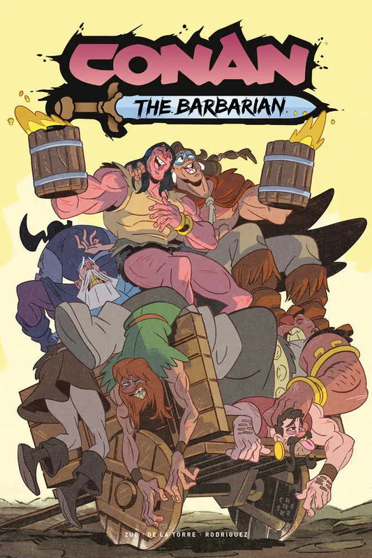 Comic book cover art for Conan the Barbarian #11 featuring a chaotic tavern brawl scene
