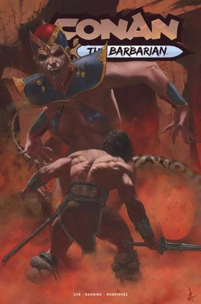 Comic book cover B Riccardo Federici Variant featuring Conan the Barbarian vs monstrous bat-eared humanoid