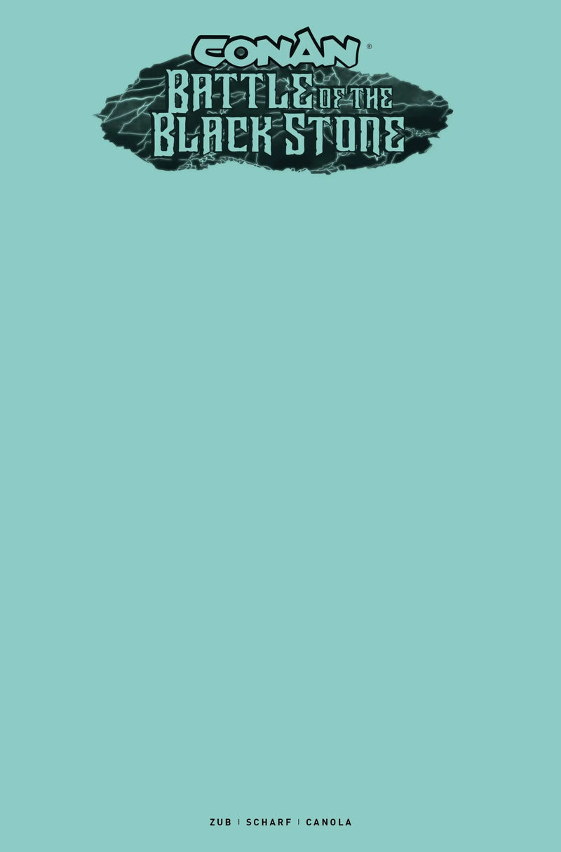 Black text logo reading Battle for the Black Stone on a turquoise surface for trading cards