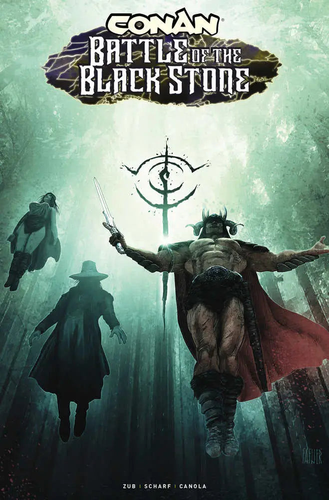 Cover art for Conan the Barbarian Battle Blackstone #2 with silhouetted warriors in a mystical setting