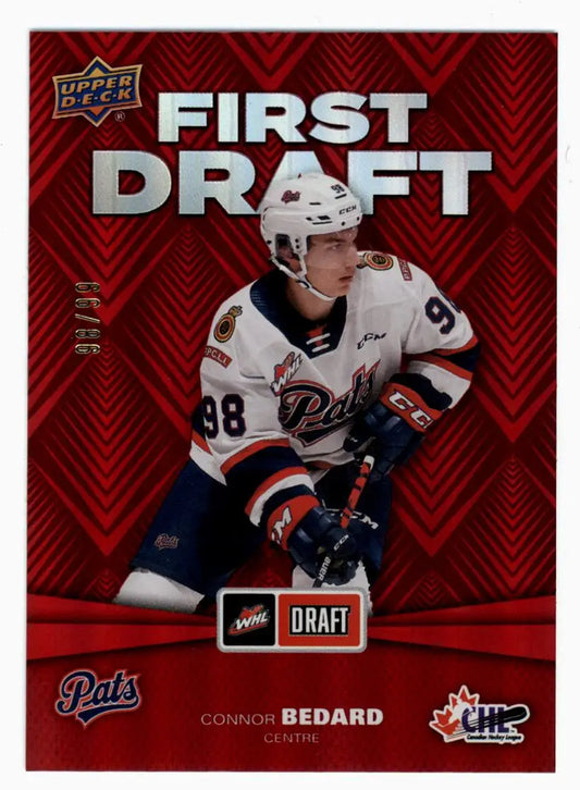 Connor Bedard 2021-22 Upper Deck CHL First Draft Red 98/99 Jersey Number - Hockey Card Single