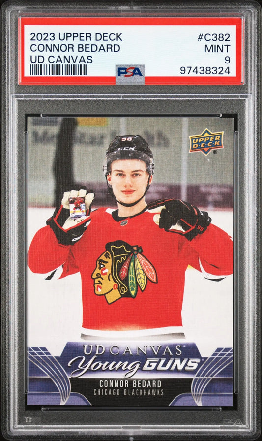 Connor Bedard 2023 Upper Deck Canvas #382 PSA 9 Mint - Hockey Card Single