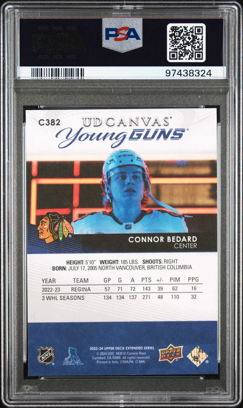 Connor Bedard 2023 Upper Deck Canvas #382 PSA 9 Mint - Hockey Card Single