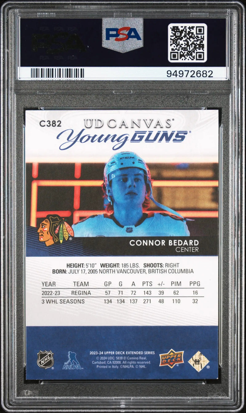Connor Bedard 2023 Upper Deck Canvas #C382 PSA 9 Mint - Hockey Card Single