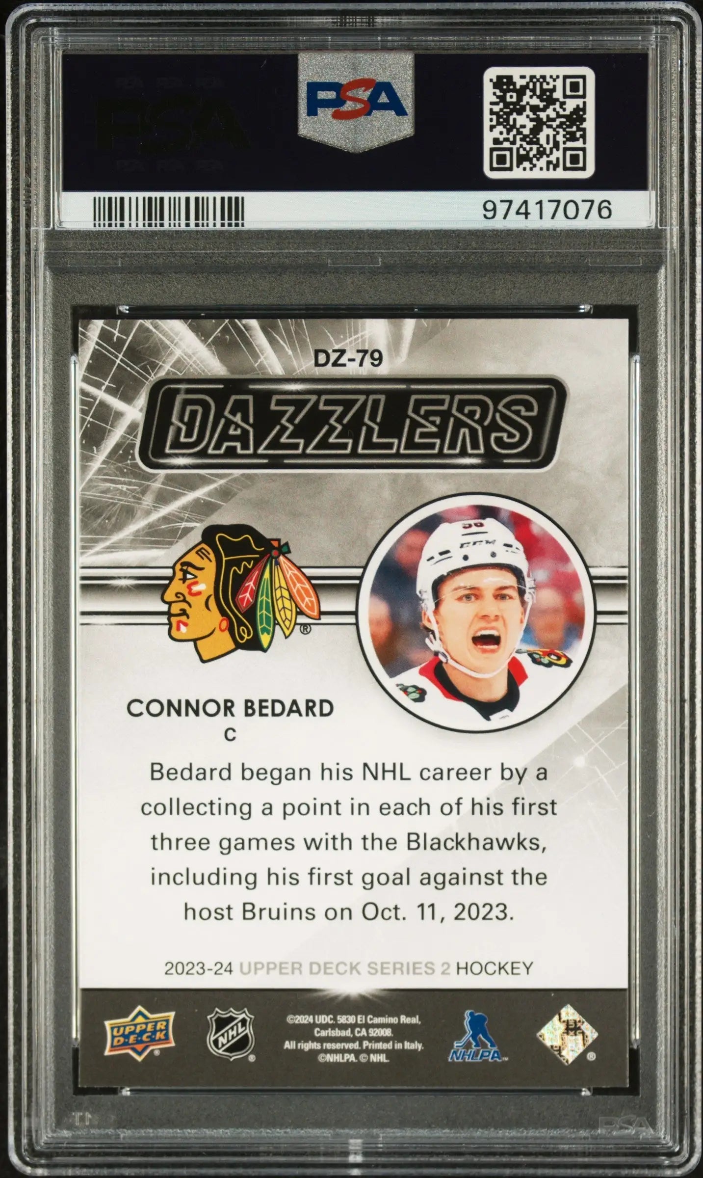 Connor Bedard 2023 Upper Deck Dazzlers Red PSA 10 Gem Mint - Hockey Card Single