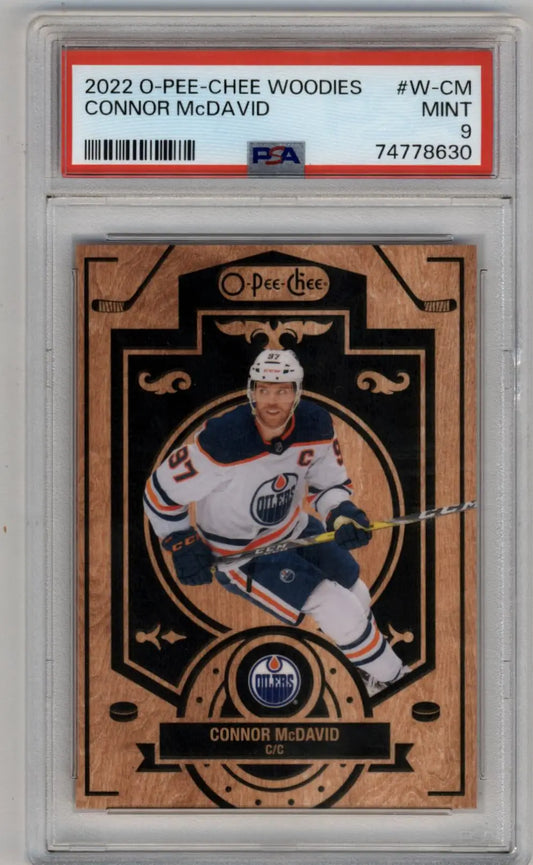 Connor McDavid 2022-23 O-Pee-Chee Woodies PSA 9 Mint - Hockey Card Single