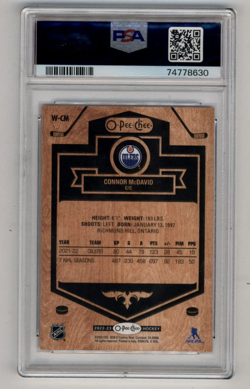 Connor McDavid 2022-23 O-Pee-Chee Woodies PSA 9 Mint - Hockey Card Single
