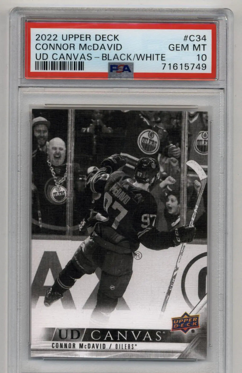 Connor McDavid 2022-23 Upper Deck Canvas Black and White #C34 PSA 10 Gem Mint - Hockey Card Single