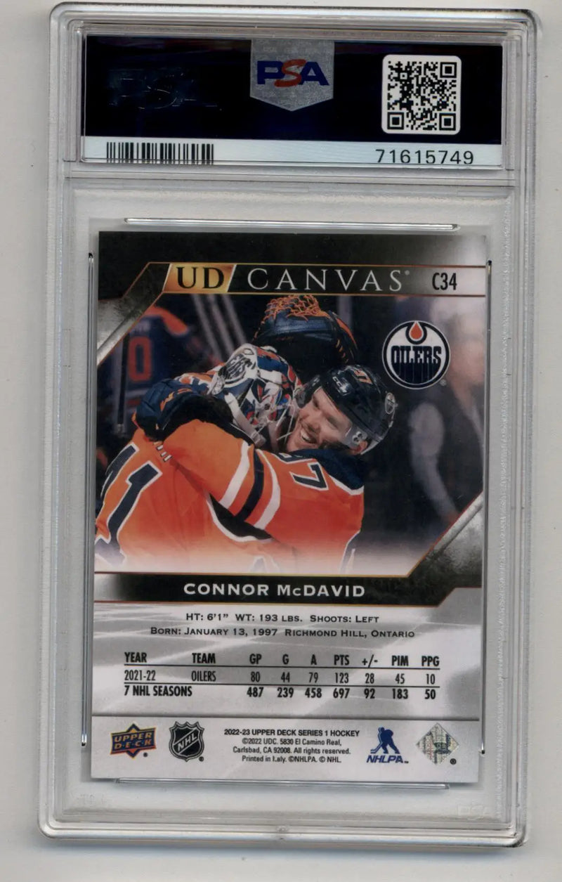 Connor McDavid 2022-23 Upper Deck Canvas Black and White #C34 PSA 10 Gem Mint - Hockey Card Single